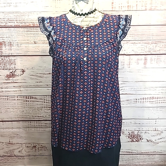 Loft short sleeve quarter button blouse - Picture 1 of 7